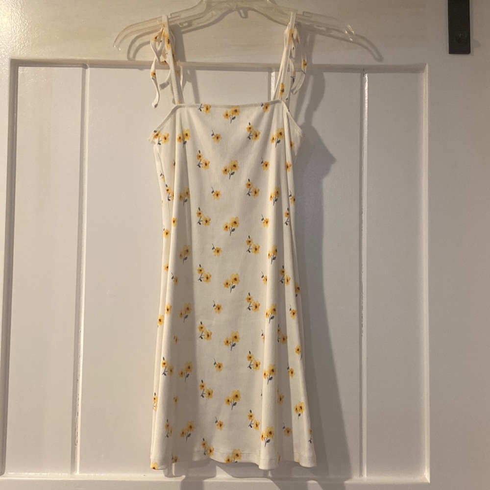 White floral dress with yellow flowers